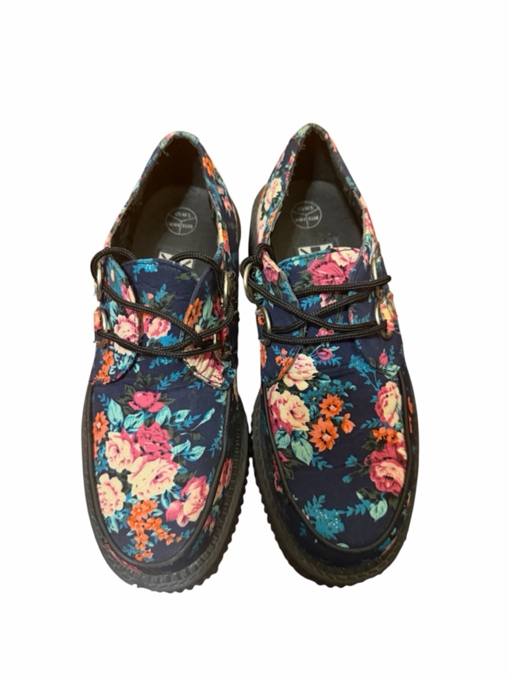T.U.K Dark Floral Platform Creepers Grunge Indie Lace-Up Shoes”